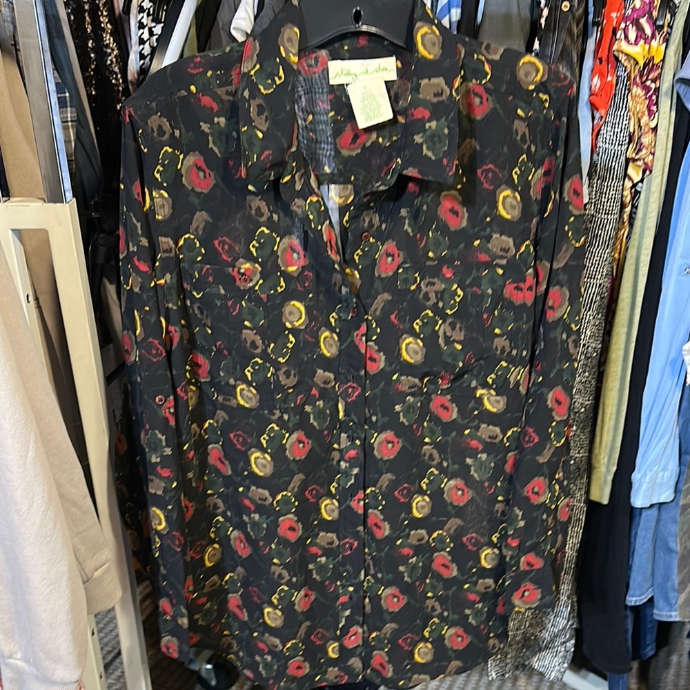 Staring at Stars Black Floral shirt M Anthropologie
